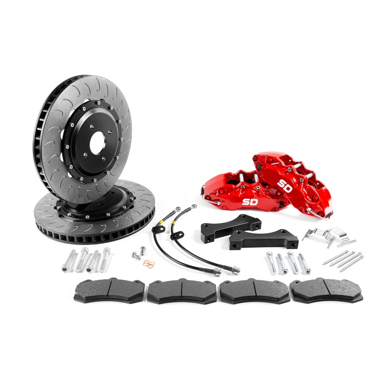 Fiesta Mk8 SD Performance 355mm 6 Pot brake kit Red No Wheel Spacers Stock track pads