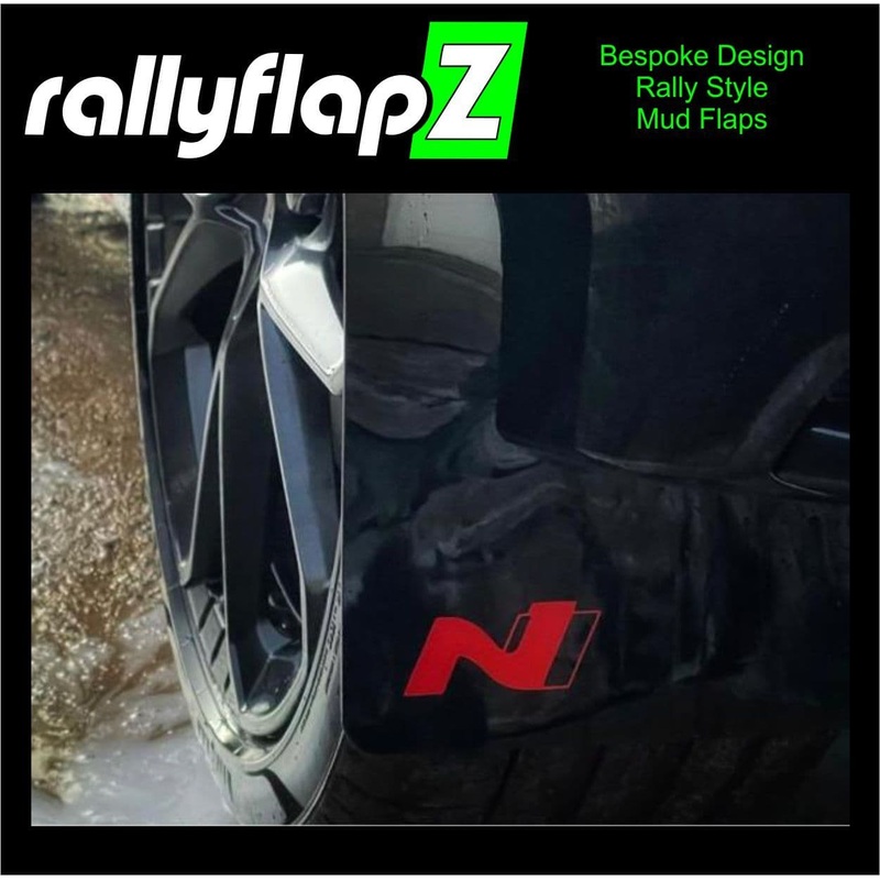*RallyflapZ* to fit Hyundai i20N / N-Line (Hatchback) mudflaps 4mm PVC Gloss Black