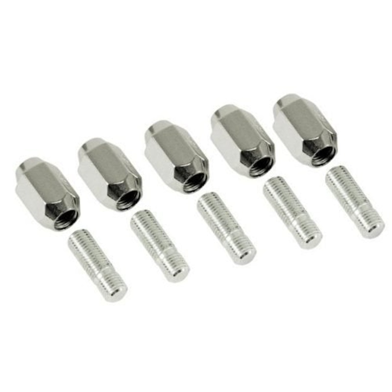 Chrome Nut & Stud Kit, M12-1.5, 60 Degree, (for Steel Wheels, 5 Pair)