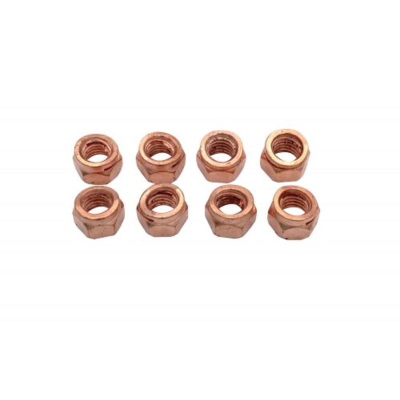 Exhaust Lock Nuts, Copper, set of 8