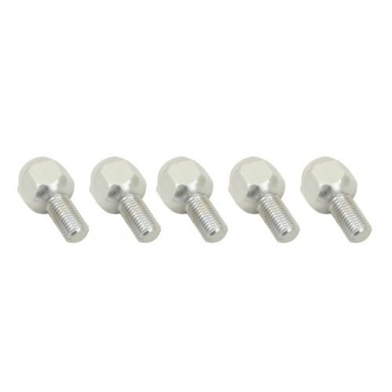 Chrome Lug Bolts – M12-1.5, 20mm Long, Set of 5, Steel / Aluminum Wheels