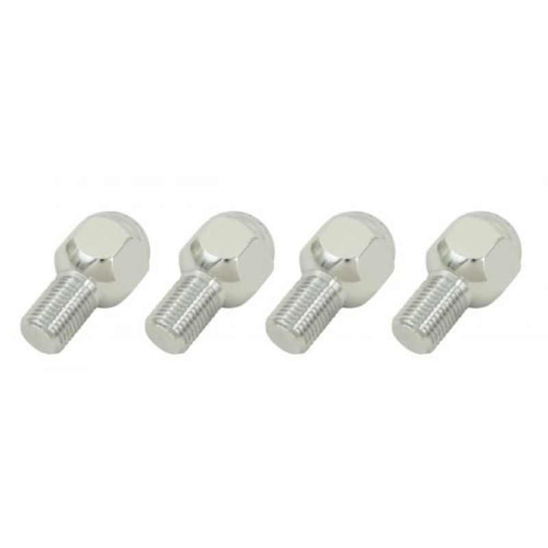 Chrome Lug Bolts – M14-1.5, 20.5mm Long, Set of 4, 9568 Steel / Aluminum Wheels
