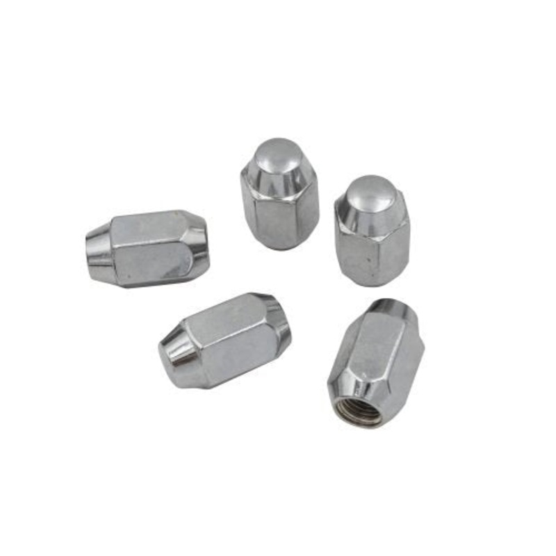 Chrome Lug Nuts, M12-1.5, Acorn 60 Degree Style (Set of 5)