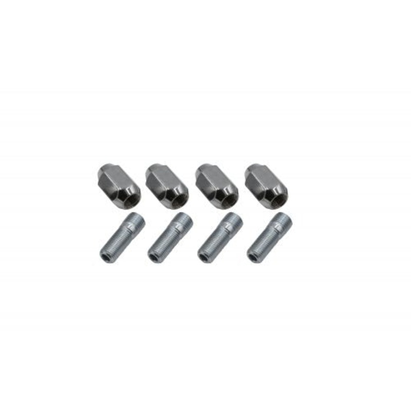 Chrome Nut & Stud Kit, M14-1.5 to 1/2-20, 60 Degree, For Steel Wheels, 4 Pair