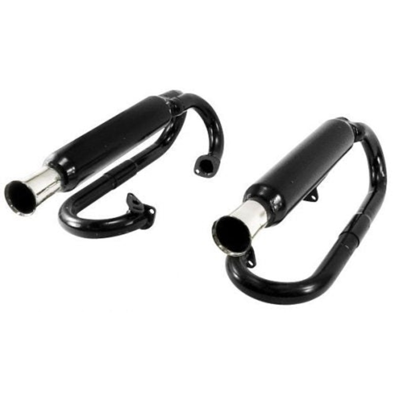 EMPI Dual Exhaust Black with Chrome Tips – without Heater Box