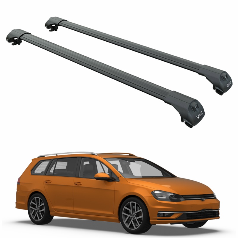 For Volkswagen Golf Alltrack 2014-2020 Roof Rack Cross Bar Raised Rail Black