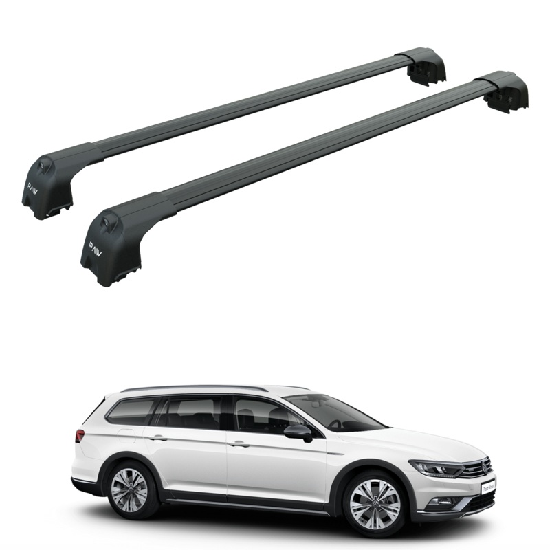 For Volkswagen Passat Alltrack B8 2016-2023 Roof Rack Cross Bar Flush Rail Black
