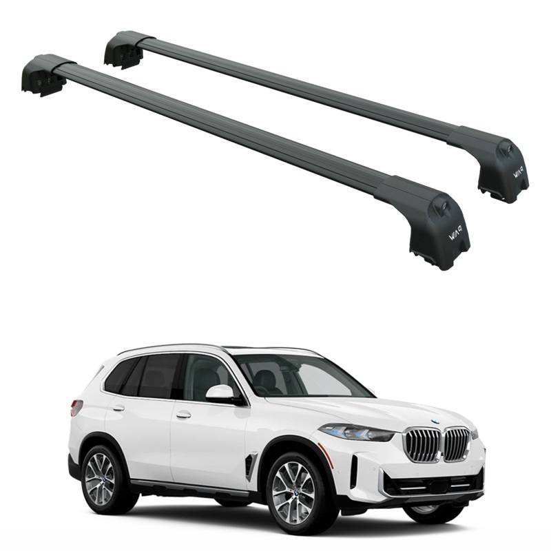 For Bmw X5 (G05) 2018-2025 Roof Rack Cross Bars Flush Rails Alu Black