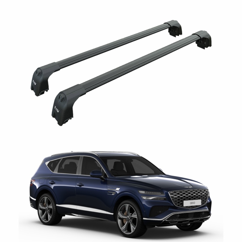 For Genesis GV80 2022-2025 Roof Rack Cross Bars Flush Rail Alu Black