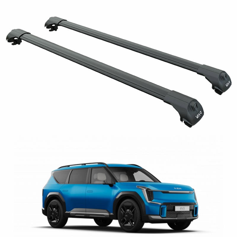 For Kia EV9 2023-2025 Roof Rack Cross Bars Raised Rail Black
