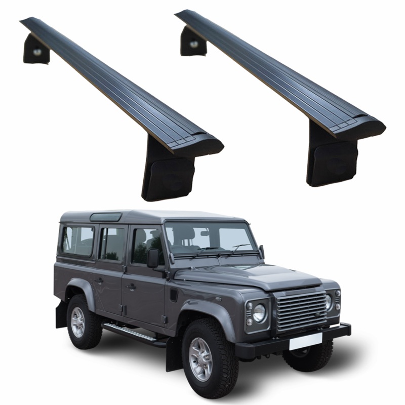 For Land Rover Defender 110 1993-2020 Roof Rack Cross Bars Rain Gutters Black