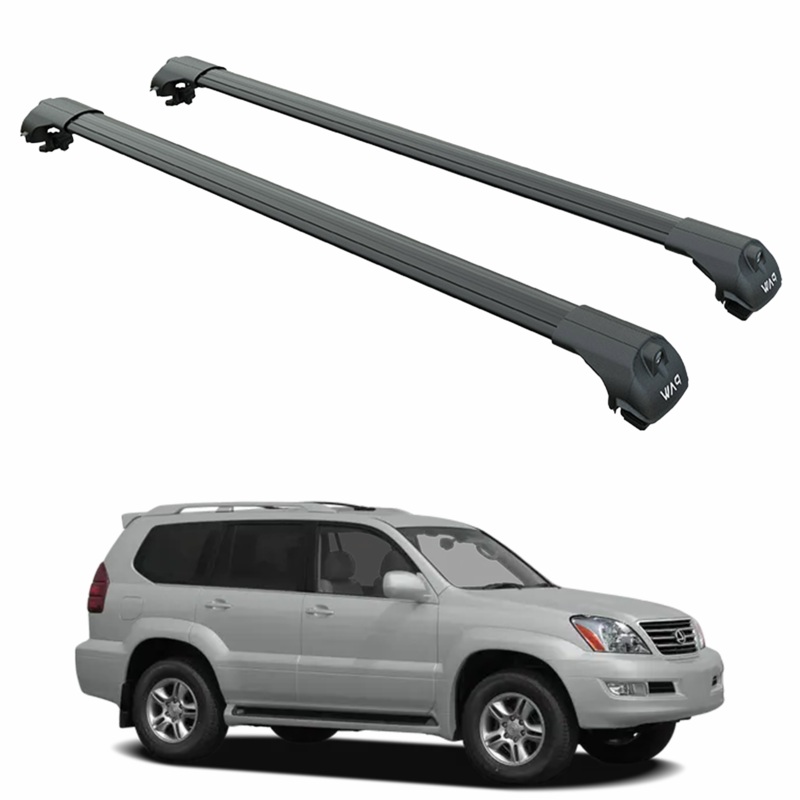 For Lexus GX 470 2003-2009 Roof Rack Cross Bars Raised Rail Alu Black