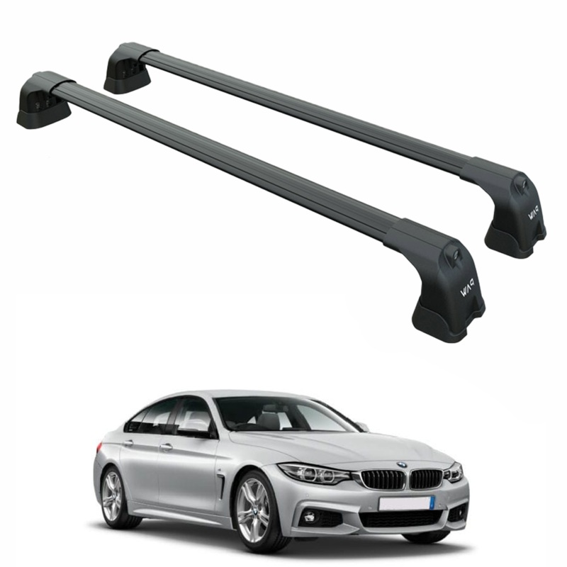 For Bmw 4 Series Gran Coupe F36 (2014-2020)  Roof Rack Cross Bars (Fix Point, Aluminum, Black)