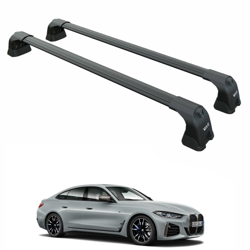 For Bmw 4 Series Gran Coupe G26 (2021-2025)  Roof Rack Cross Bars (Fix Point, Aluminum, Black)