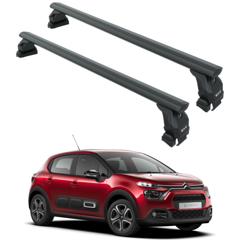 For Citroen C3 B618 2016-2025 Roof Rack System, Aluminium Cross Bar, Normal Roof, Black