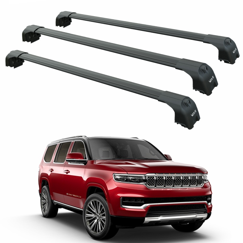 For Jeep Wagoneer 2021-2025 Roof Rack Cross Bars Flush Rail Black 3 Qty