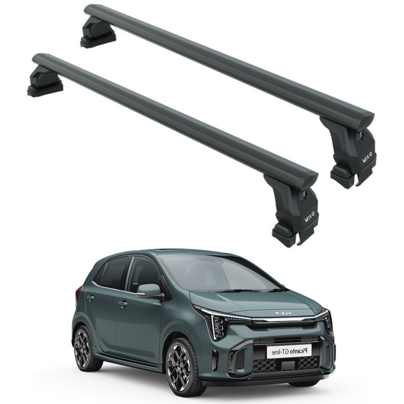 For Kia Picanto 2024-2025 Roof Rack System, Aluminium Cross Bar, Normal Roof, Black