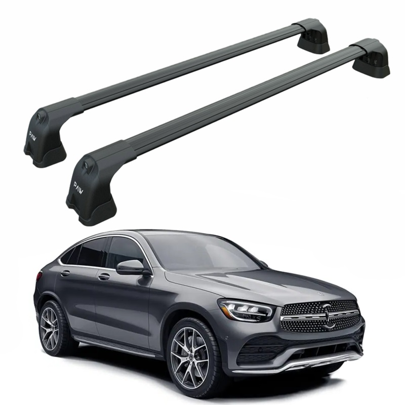 For Mercedes Benz GLC Coupe 2015-2022 Roof Rack Cross Bars Fix Point Alu Black