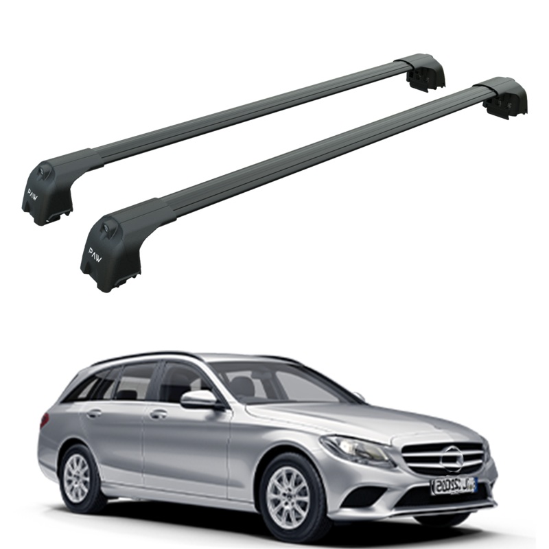 For Mercedes C Estate S205 2014-2021 Roof Rack Cross Bars Flush Rail Alu Black