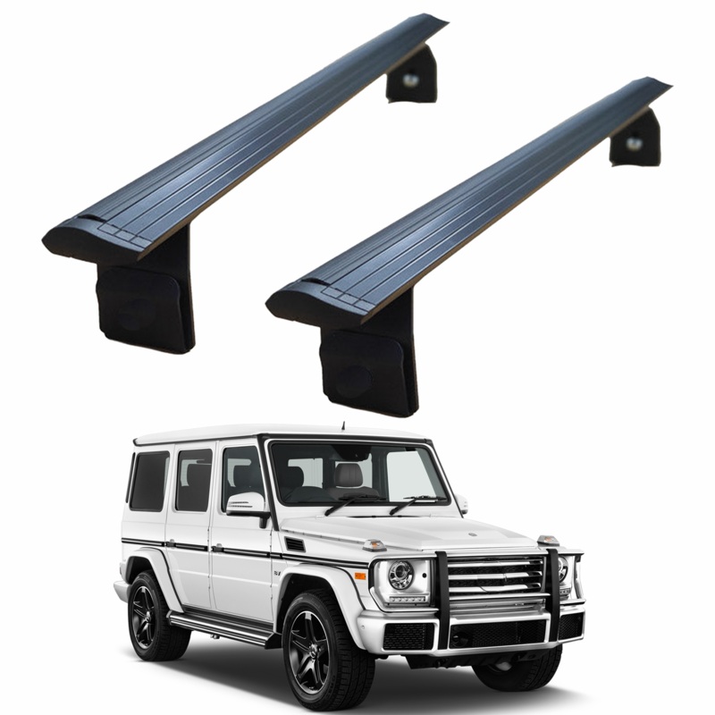 For Mercedes G W463 1989-2018 Roof Rack Cross Bars Rain Gutters Alu Black