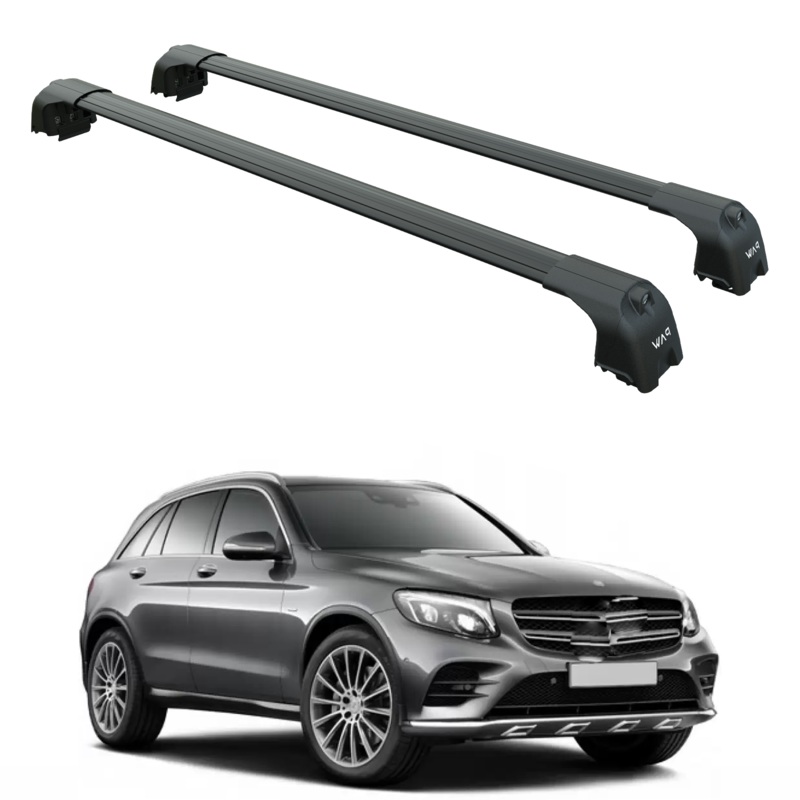 For Mercedes GLC (X253) 2015-2022 Roof Rack Cross Bars Flush Rail Alu Black