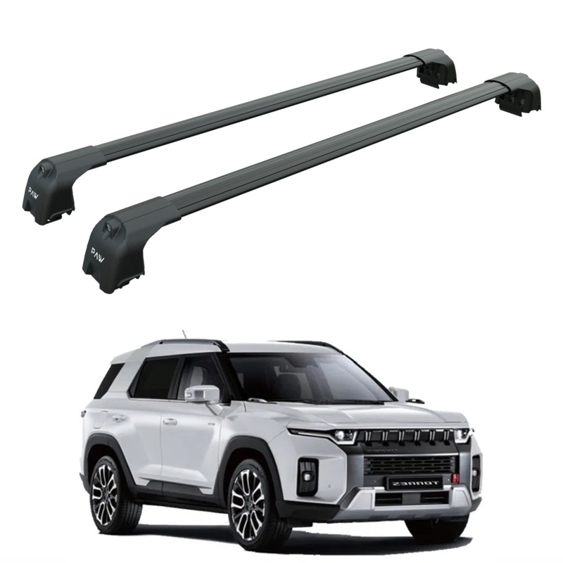 For Ssangyong Torres 2023-2025 Roof Rack System, Aluminium Cross Bar, Flush Rail, Black