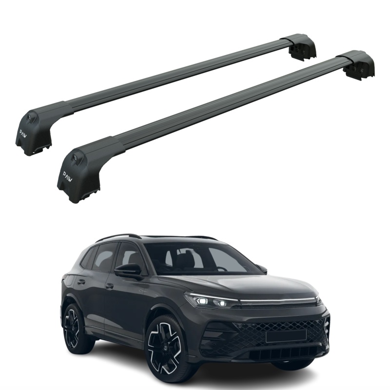 For Volkswagen Tiguan 2024-2025 Roof Rack Cross Bar Raised Rail Black