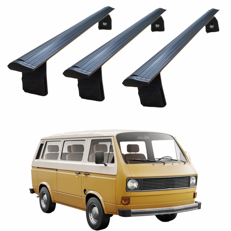 For Volkswagen Transporter T3 1980-1990 Roof Rack Cross Bars Rain Gutters Black 3 QTY