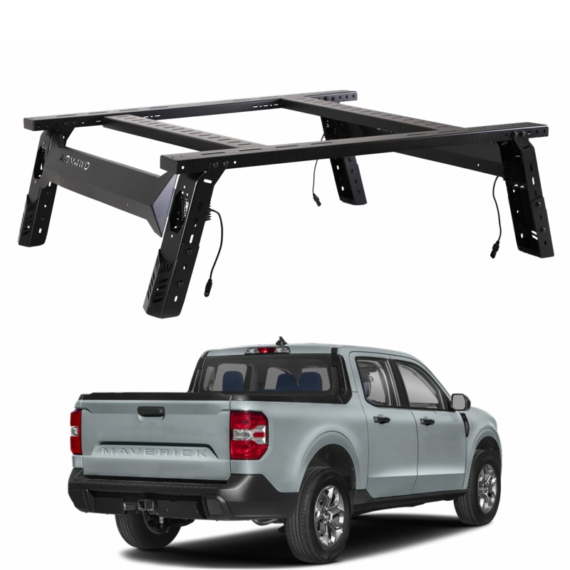 Truck Bed Rack Overland Rack Tent Rack Cargo Carrier Fit Ford Maverick Overland Bed Rack 2020-2025 Black Steel