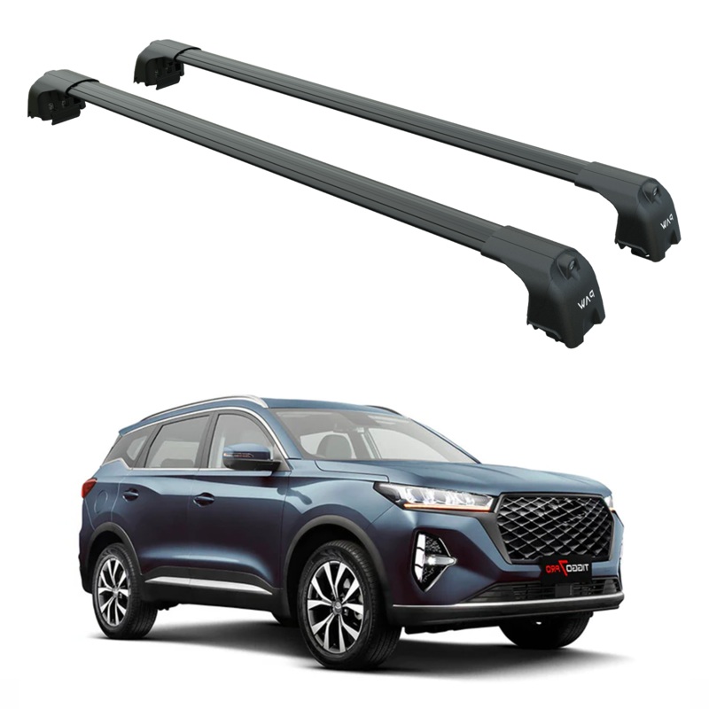 For Chery Tiggo 7 Pro 2022-2025 Aluminium Cross Bar, Roof Rack System, Flush Rail, Black