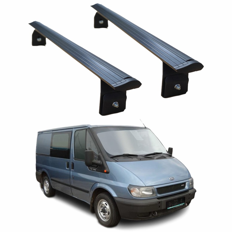 For Ford Transit 2000-2014 Roof Rack Carrier Cross Bars Aluminum, Black 2 Qty