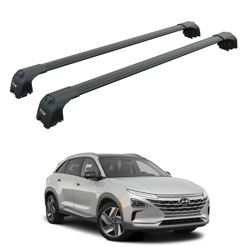 For Hyundai Nexo 2019-2025 Roof Rack Cross Bars Flush Rail Alu Black