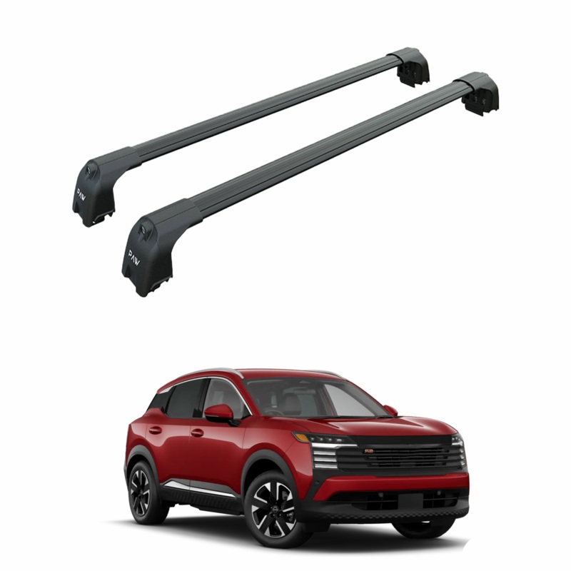 For Nissan Kicks 2024-2025 Roof Rack System, Aluminium Cross Bar, Flush Rail, Black