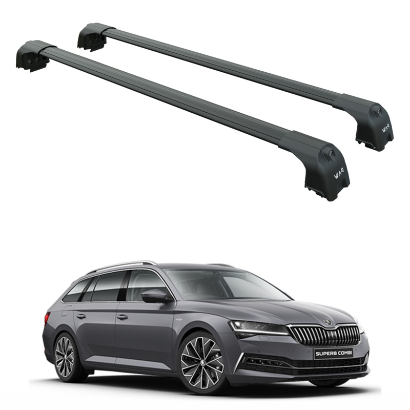 For Skoda Superb Estate 2015-2024 Aluminum Roof Rack System Carrier Cross Bars Black