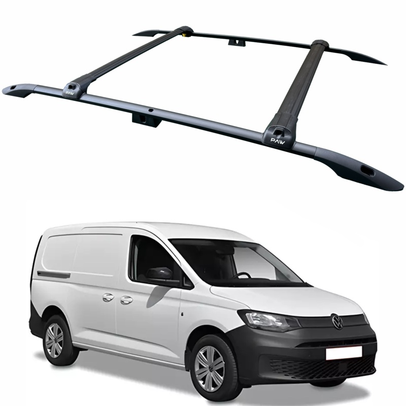 For Volkswagen Caddy V Maxi 2020-2025 Roof Rails and Roof Rack Cross Bars Plus Black