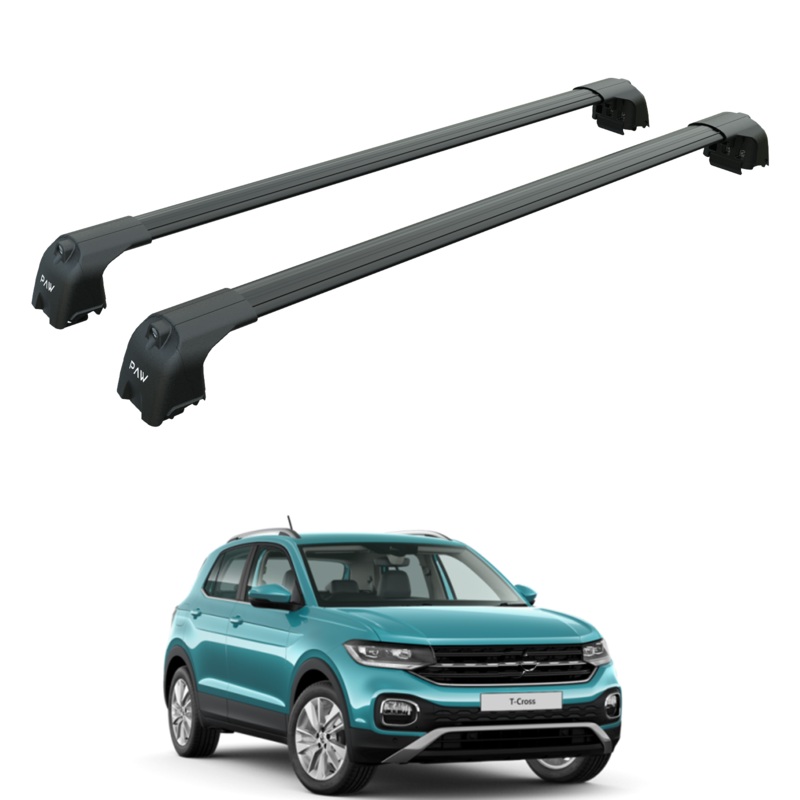 For Volkswagen T-Cross 2018-2025 Roof Rack System, Aluminium Cross Bar, Raised Rail, Black