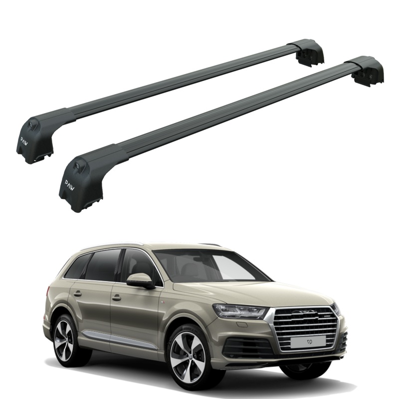 For Audi Q7 2016-2025 Roof Rack Cross Bars Flush Rails Black