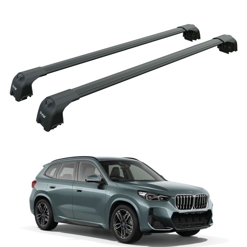 For Bmw iX1 2022-2025 Roof Rack Cross Bars Flush Rails Alu Black