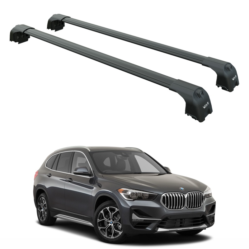 For Bmw X1 F48 2016-2022 Roof Rack Cross Bars Flush Rails Alu Black