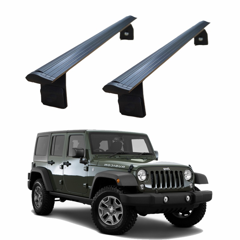 For Jeep Wrangler JK 2007-2018 Roof Rack Cross Bars Metal Bracket Rain Gutters Black