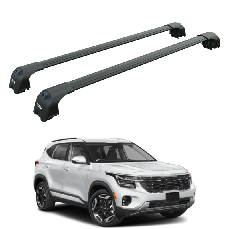 For Kia Seltos Roof Rack Cross Bars Flush Rail Alu Black