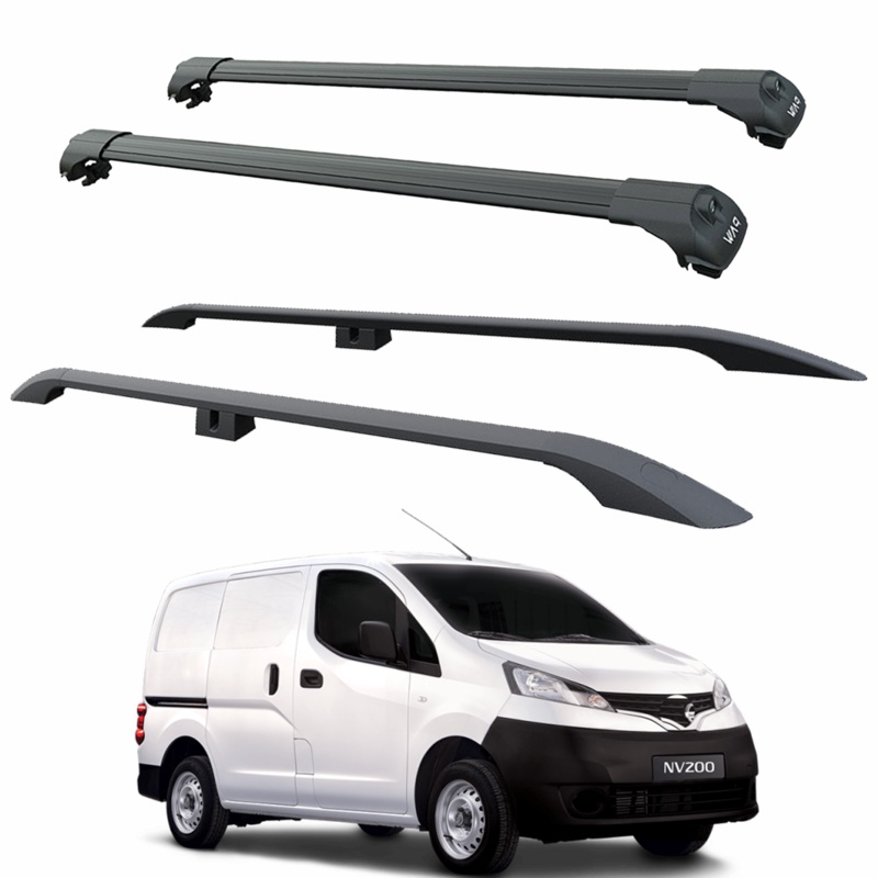For Nissan E NV200 Roof Side Rails and Roof Racks Cross Bars Alu Black