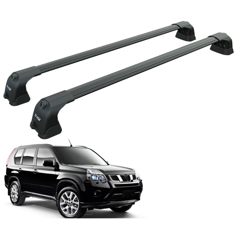For Nissan X-Trail T31 2007-2014 Roof Rack Cross Bars Flush Rail Alu Black