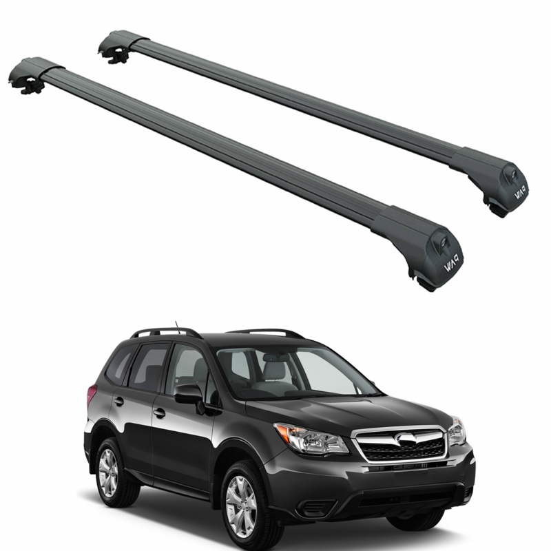 For Subaru Forester S14 SJ 2013-2018 Roof Rack Cross Bars Raised Rail Alu Black
