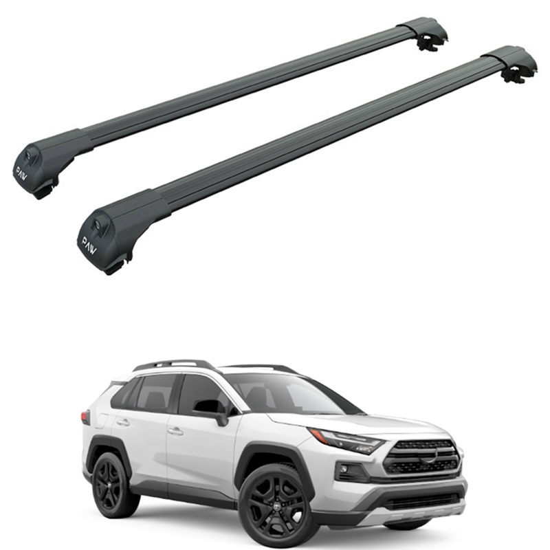 For Toyota Rav4 Adventure 2019-2025 Roof Rack Cross Bars Raised Rail Alu Black