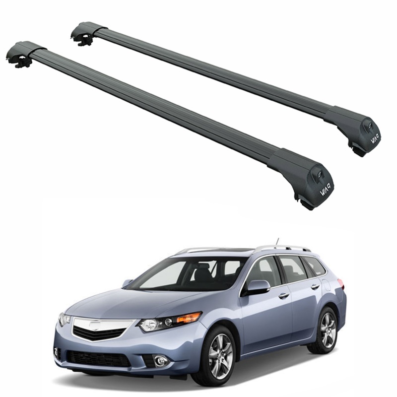 For Acura TSX Sportwagon 2011-2014 Roof Rack Cross Bars Raised Rail Alu Black