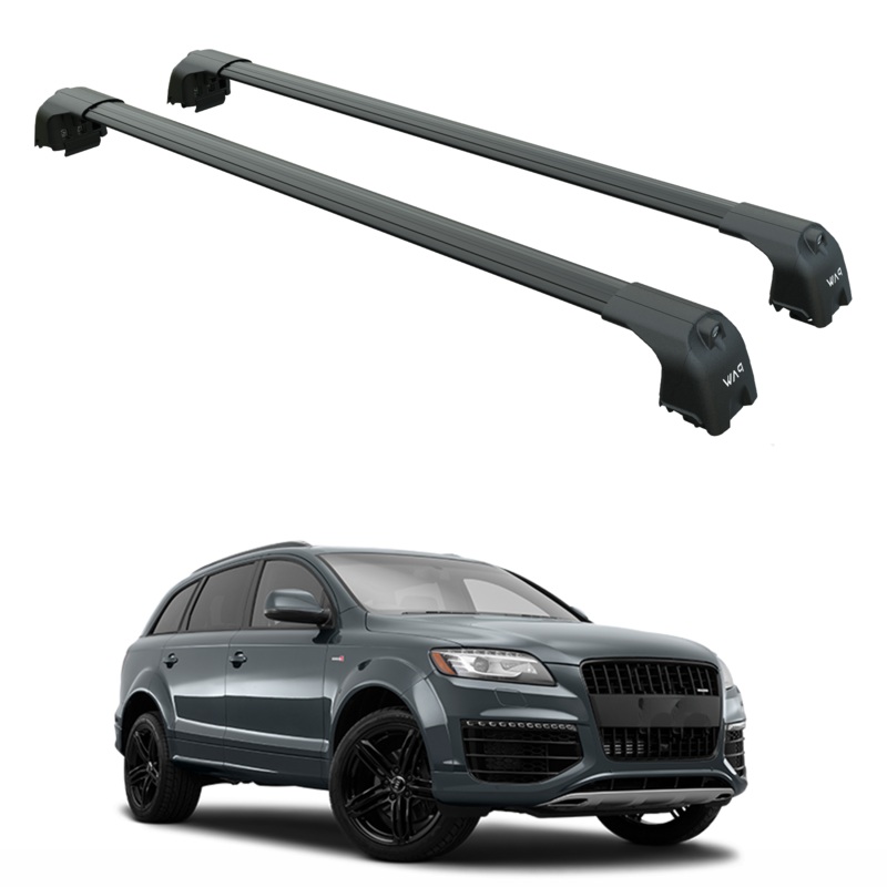 For Audi Q7 2007-2015 Roof Rack Cross Bars Flush Rails Alu Black