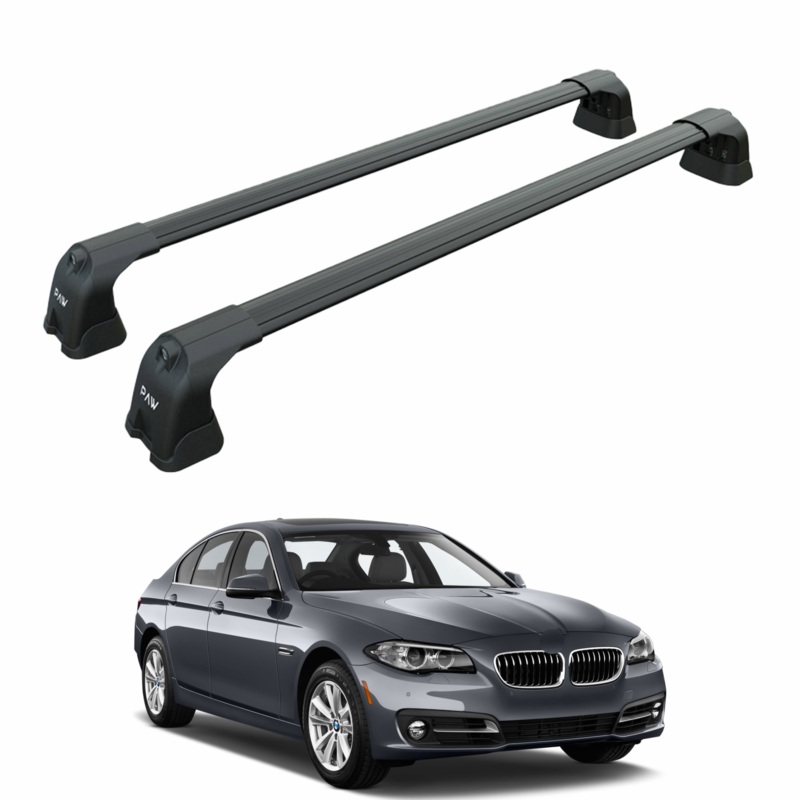 For Bmw 5 Sedan F10 2009-2017 Roof Rack Cross Bars Fix Point Alu Black