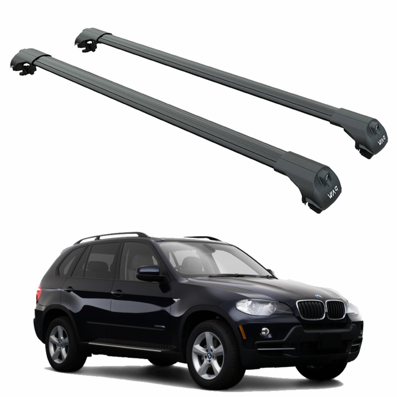 For Bmw X5 (E70) 2007-2014 Roof Rack Cross Bars Raised Rail Alu Black