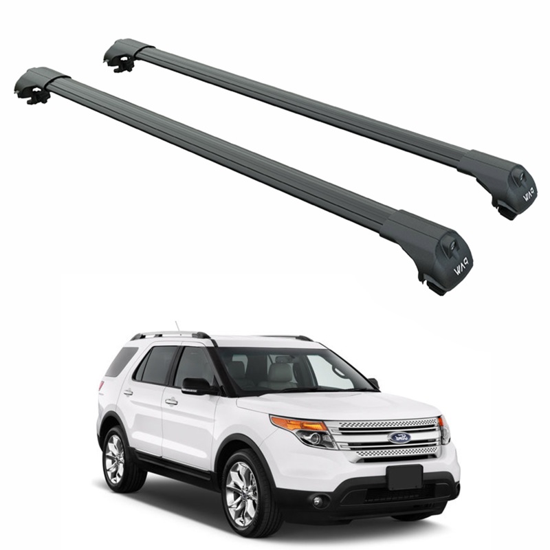 For Ford Explorer U502 2011-2015 Roof Rack Cross Bars Raised Rail Alu Black